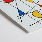 Poster featuring abstract artwork by Geometric Lines and colors 3 with intersecting black lines and colorful geometric shapes in red blue and yellow