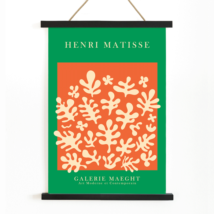 Poster featuring the artwork Orange cut outs inspired by Matisse with abstract shapes on an orange background by Henri Matisse