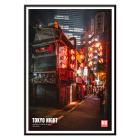 Poster depicting a vibrant Tokyo street at night with illuminated lanterns titled Tokyo Night by Mo Art Gallery.