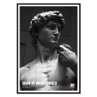 Poster of David by Michelangelo Buonarroti from the Mo Art Gallery showing the sculpture in grayscale.