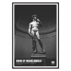 Póster presenta la estatua de David de Miguel Ángel Buonarroti exhibida en la Galería de Arte Mo de Florencia.