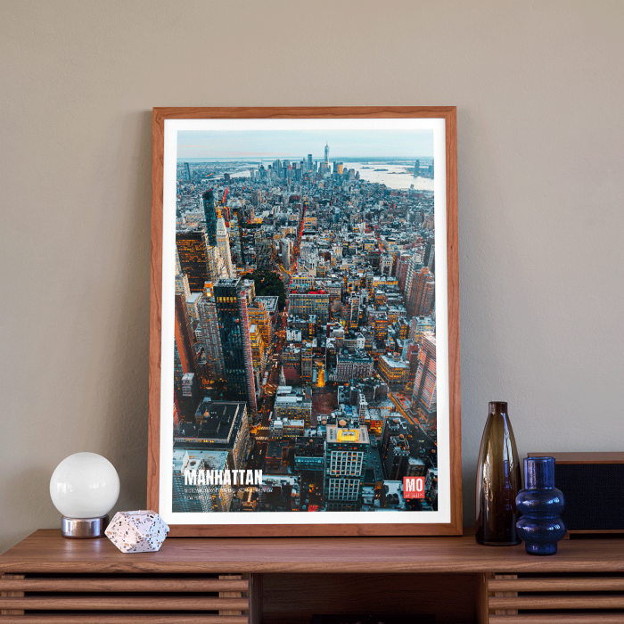 Poster of Manhattan skyline in New York titled Manhattan New York by Mo Art Gallery.