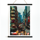 Poster of a bustling Kowloon street scene in Hong Kong by Mo Art Gallery.