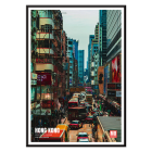 Poster of a bustling Kowloon street scene in Hong Kong by Mo Art Gallery.