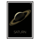 Poster de l'oeuvre Saturn de la NASA représentant la planète Saturne avec ses anneaux sur fond noir.