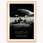 A poster titled Man on Moon 1 by NASA depicting an astronaut beside a lunar rover on a moon surface with Earth's Moon text.