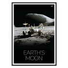 A poster titled Man on Moon 1 by NASA depicting an astronaut beside a lunar rover on a moon surface with Earth's Moon text.