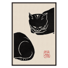 Poster présentant l'œuvre Black Cat d'Anonymous représentant un chat noir stylisé avec des coups de pinceau minimalistes.