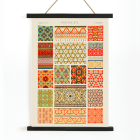 Poster displaying Persian 2 vintage pattern from Grammar of Ornament book by Owen Jones featuring colorful geometric designs.