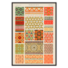 Poster displaying Persian 2 vintage pattern from Grammar of Ornament book by Owen Jones featuring colorful geometric designs.