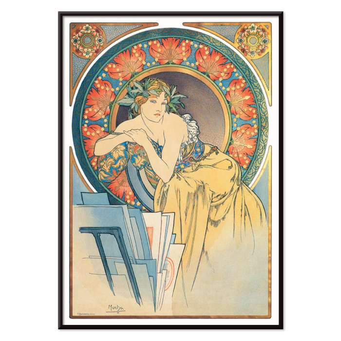 Dona amb roselles d&#39;Alphonse Mucha