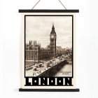 Poster titled London- Houses of Parliament and Big Ben by Dixon Scott featuring iconic landmarks with sepia-toned imagery