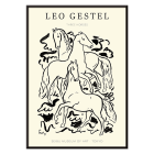 Poster featuring the artwork Three Horses by Leo Gestel, depicting a black and white illustration of three horses in dynamic poses.