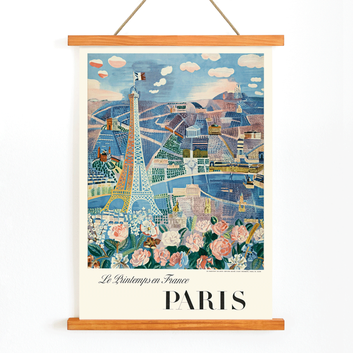 Poster of Paris scene with Eiffel Tower and flowers Le Printemps en France by Raoul Dufy.