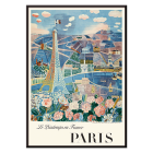 Poster de scène parisienne avec Tour Eiffel et fleurs Le Printemps en France de Raoul Dufy.