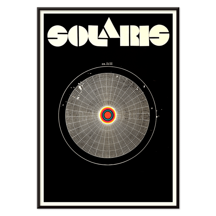 Solaris Movie Poster featuring abstract circular design with intricate patterns and vibrant colors by an anonymous artist.