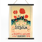 Poster featuring vibrant flowers and bold text Exposition Cantonale Neuchateloise d'horticulture by Edmond Boitel