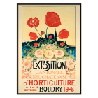 Poster featuring vibrant flowers and bold text Exposition Cantonale Neuchateloise d'horticulture by Edmond Boitel