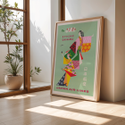 Japan Air Lines poster Kyushu-Okinawa by Anonymous features colorful traditional Japanese figures promoting air travel.