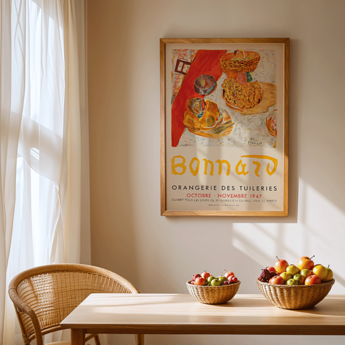 Poster for Exposition Bonnard at Orangerie des Tuileries featuring a vibrant still life painting by artist Bonnard.