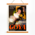 The Clothed Maja exhibition poster by Francisco Goya at Fondation Beyeler featuring the reclining woman in white and gold attire