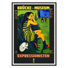 Cartel de la exposición del Museo Brücke que presenta a la Artista Femenina de Ernst Ludwig Kirchner con una colorida pintura expresionista.