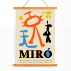 Exhibition poster inspired by artwork Parler Seul by Joan Miro featuring colorful abstract shapes and bold typography.