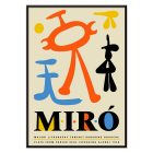 Affiche d'exposition inspirée de l'œuvre Parler Seul de Joan Miro présentant des formes abstraites colorées et une typographie audacieuse.