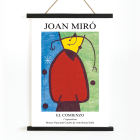 Affiche de l'exposition El Comienzo inspirée de Joan Miro avec des formes abstraites et des couleurs vives dans un cadre