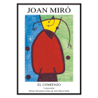 Affiche de l'exposition El Comienzo inspirée de Joan Miro avec des formes abstraites et des couleurs vives dans un cadre