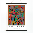 Póster de la obra de arte Park Near Lu de Paul Klee que presenta formas abstractas vibrantes y líneas atrevidas en diversos colores.