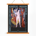 Póster para la Exposición de Ernst Kirchner en el Museo Brücke con obras de arte de Ernst Kirchner que muestran una escena colorida.