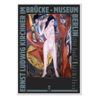 Póster para la Exposición de Ernst Kirchner en el Museo Brücke con obras de arte de Ernst Kirchner que muestran una escena colorida.