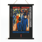 Póster muestra la escena callejera de Berlín en el Museo Brücke de Ernst Kirchner, destacando las vibrantes obras de arte expresionistas