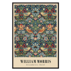 Póster de Strawberry Thief de William Morris con intrincados patrones florales y de pájaros en colores intensos.