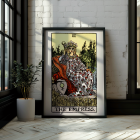 Poster of Tarot - The Empress by Rider Waite showing a woman seated on a throne with a crown of stars, holding a scepter.