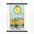 Poster featuring the artwork Tarot - The Moon by Rider Waite showing a scene with two dogs, a moon, and a crayfish in a mystical landscape