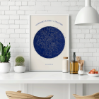 Poster displaying star chart titled Astronomy without a telescope by Elias Colbert featuring celestial constellations in blue.