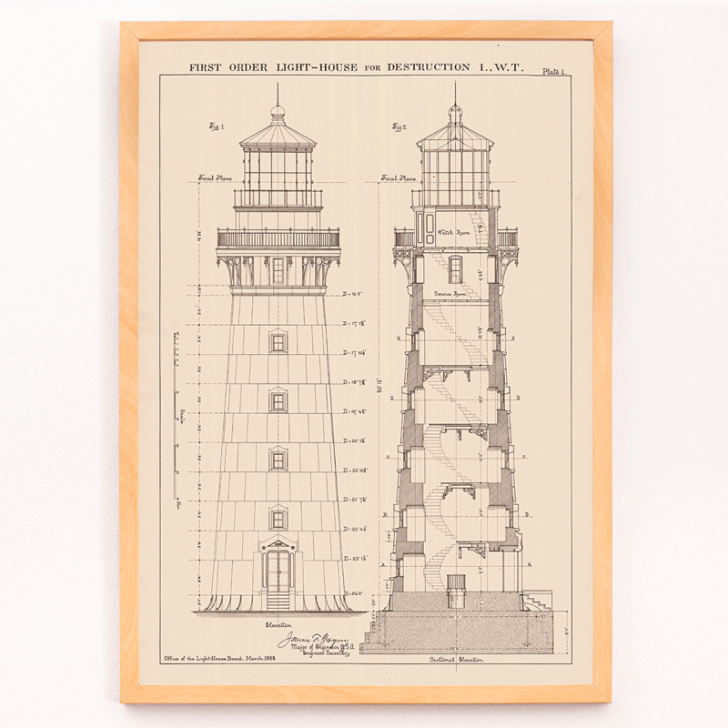 Section and Elevation of a Lighthouse